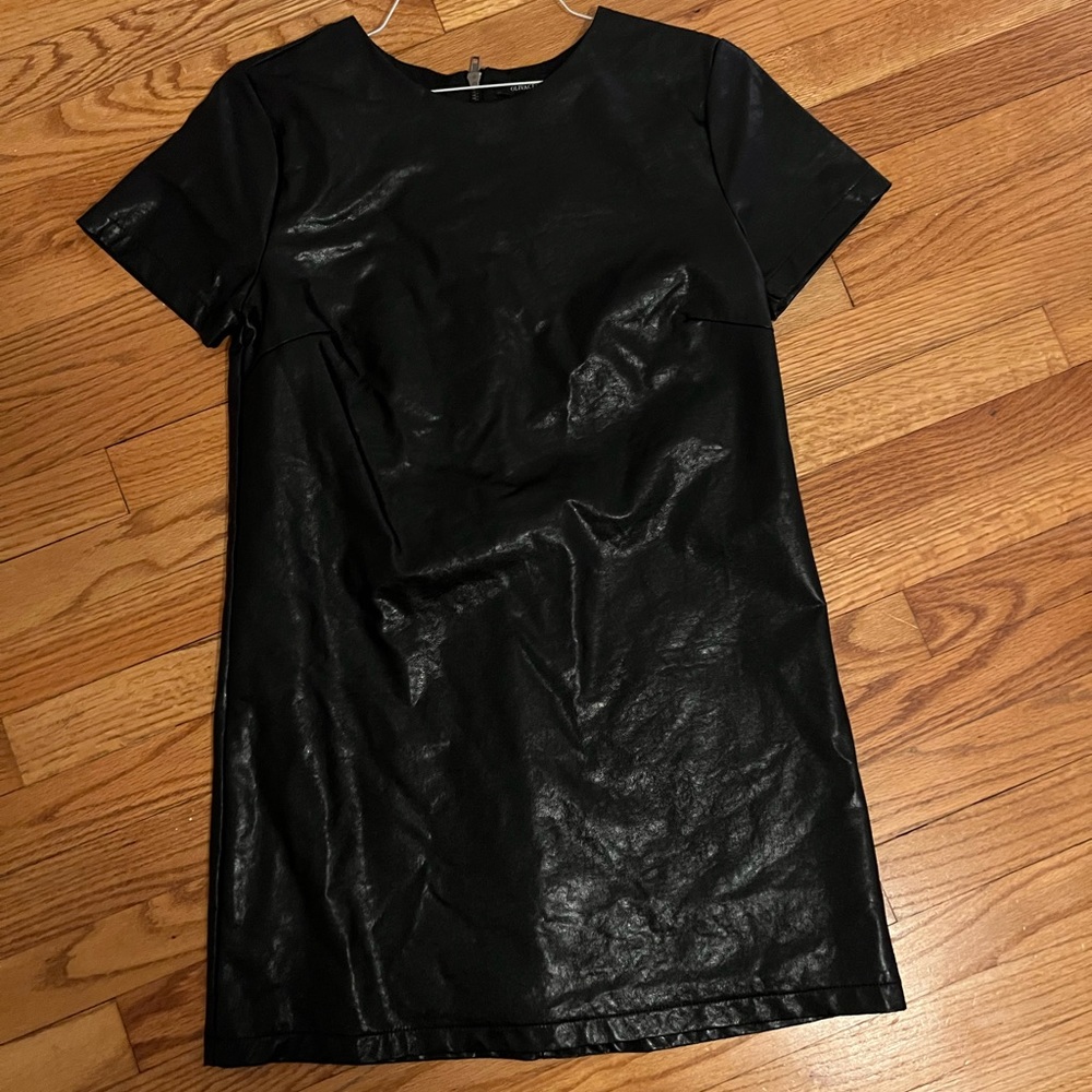 Black faux leather dress